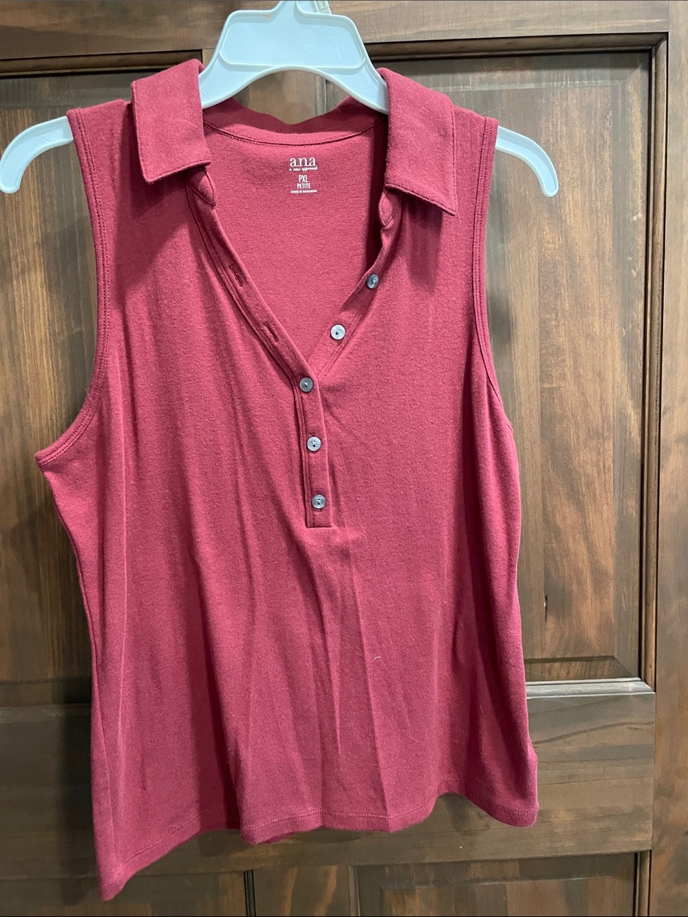 a.n.a Rose Burgundy Red Sleeveless Polo Tank